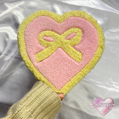 Yellow and Pink Ribbon Heart Mini Wall Hanging