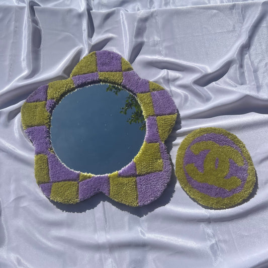 Green and Purple Mirror/Coaster Set