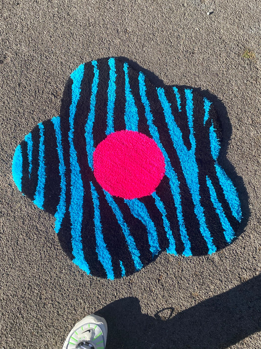 Blue and Pink Zebra Print Flower